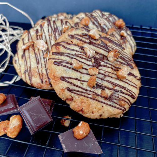 Cookie cacahuètes, chocolat et caramel